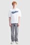 Henry Straight Fit Embroidered Men's Denim Trousers - Gray - 2