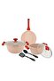 7-Piece Granite Non-Stick Aluminium Essentials Cookware Set Pink