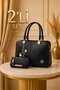 Set of 2 Women's Five-Compartment Black Bag Combination with Pearl and Star Detail, Bag Wallet Combination, Multi-Compartment Women's Bag, Shoulder Bag