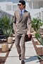 Brown-White Swallow Collar Double Breasted 6 Drop Slim Fit Full Lining Flexible Suit 1001260171