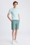 Slim Fit Khaki Gabardine Cotton Shorts - 4