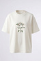 Gothic Rose Design Back Printed Cotton White Oversize T-Shirt