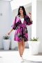 Pink Floral Patterned Midi Length Viscose Women's Kimono - 4