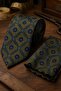 Green Yellow Motif Pattern Classic Tie with Handkerchief Kk13759 - 2