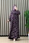 Emi̇ne Elbi̇se Viscose Fabric Women's Purple Collar Openable Buttoned Patterned Hijab Dress