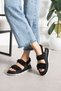 Zarie Women's Velcro Genuine Leather Sandals Black Suede - 2