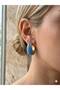 Blue Marble Pattern Gold Steel Earrings Waterproof Modern Women's Earrings