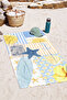 Sea Shell Marine Beach Towel Coverlet - Mediterranean Tropical Blue Yellow Quick Drying Bath Towel Coverlet - 7