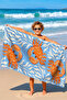 Crab Themed Marine Beach Towel - Mediterranean Style Blue Orange Pool Sea Bath Beach Cover - 7