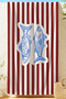 Striped Fish Themed Marine Beach Towel - Red and White Nautical Quick-Dry Microfiber Towel - 6