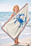Crab Themed Marine Beach Towel-Mediterranean Style Blue Cream Pool Sea Quick Drying Microfiber Towel - 7