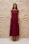 Burgundy Low Neck Long Crepe Dress
