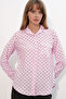 Women's Single Pocket Polka Dot Oversize Shirt 20399 - Pink - 2