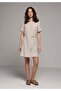 Regular Fit Plain Women's Beige Short Sleeve Dress - 3