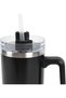 30 oz Stainless Steel Travel Tumbler with Handle, Insulated Mug with Lid and Straw, Double Wall Vacuum Tumbler for Hot & Cold Drinks, Reusable Leak-Resistant Cup, Black - 2
