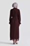 Pleated Belted Dress Burgundy - 7