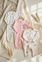 Lullaby Soft Baby Girl 3-Piece Cotton Zippered Jumpsuit Set - Pink Elephant and Patterned Soft Texture 3- - 2