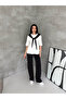 Women's White Black Mix Halter Neck Polka Dot 2-Piece Set Top and Bottom with Wide Legs - 3