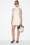 Women's Cream Halter Neckline Elastic Waist Openwork Knitwear Mini Dress Te261005 60286339 - 2