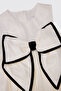 Girl's Bow Detailed Ecru Dress - 3