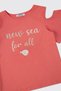 Girl's Coral T-Shirt with Print Detail - 3