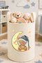 Sleeping Bear Moon Printed Toy Basket 50X40 cm Baby and Children's Room Cream Felt Organizer Basket
