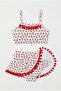 Girl's Cherry Patterned Swimsuit Sea and Pool Bikini Set M00833 White - Red - 2