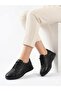 Women's Black Genuine Leather Orthopedic Sole Rubber Laced Casual Shoes - 2