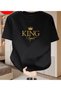 Unisex Oversized Printed Crew Neck Short Sleeve Black T-Shirt