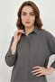 Women's Oversize Cut Basic Cotton Gray Shirt - 6