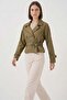 Women's Classic Collared Belted Short Khaki Trench Coat - 3