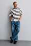 Men's thick striped oversize t-shirt - gray melange - 2