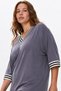 Modal Fabric V-Neck Stripe Detailed Top and Bottom Three-Quarter Sleeve Tracksuit Set - 3