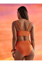 Orange Padded Balconette Bikini Top with Tie Knot Detail and Brief Set - 4
