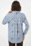 Women's Oversize Floral Patterned Viscose Blue Shirt - 4