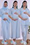 Comfortable Cut and Breastfeeding Feature Maternity Set with Hijab 5 Pieces Effortt - Blue