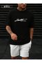 Limited Edition Printed Plus Size Unisex Oversize T-Shirt White Shorts Set - 3