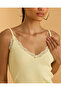 Women Yellow Lace Trim Vest - 4