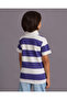 Boys Navy And White Striped Polo T-shirt - 3