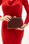 Burgundy Knitted Patterned Women's Chain Strap Wedding Evening Dress Evening Bag - 7