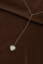 Stone Heart Figured Ball Chain Silver Y Necklace - 2