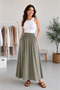 Women's Tencel Fabric Skirt with Elastic Waist and Pocket Detail