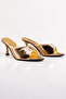 Women's Gold Pointed Toe Heeled Slippers - 8