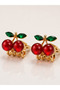 2 Pcs Cherry Hair Clip Red Stone Mini Peg Clip Hair Accessory for Teenagers Adults Children - 2