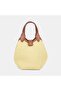 Women's Yellow Leather Detailed Straw Handbag - 2