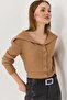 Madonna collar buttoned knitwear cardigan mink - 3