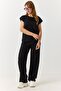 Women's short sleeve padded two-piece set black - 3
