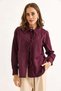 Women's Stylish Design Shirt with Tie Front in Burgundy - 3