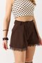 Women's Lace Detailed Fabric Stylish Shorts Brown - 4