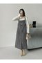 Women's Long Snow Black Strappy Garden Denim Dress - 2